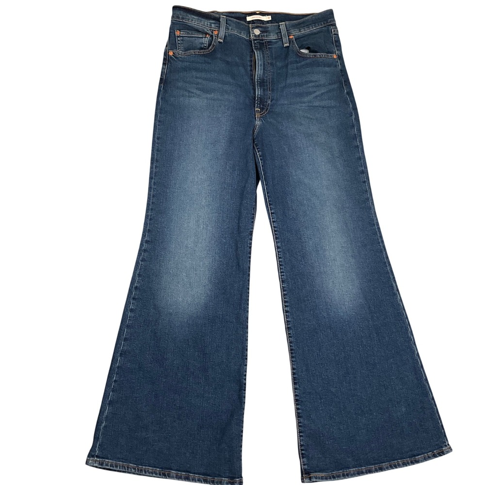 Levi's Ribcage Bell Jeans Womens 32 Blue Ultra High Rise Flare